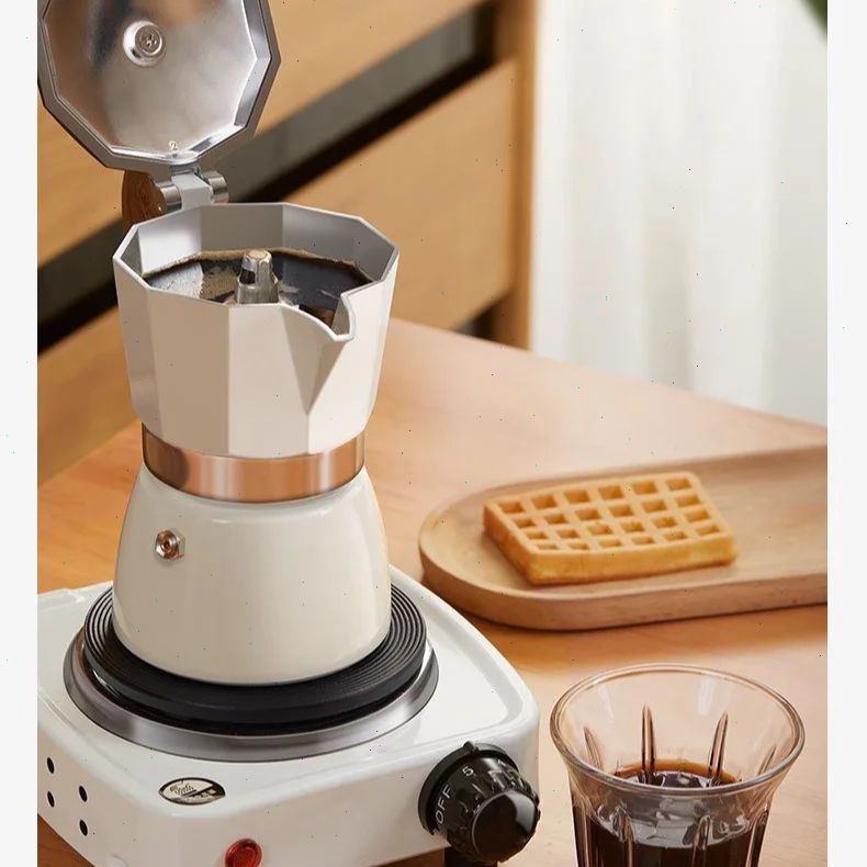Quality Coffee Equipment - Olla Moka de fondo redondo, cafetera