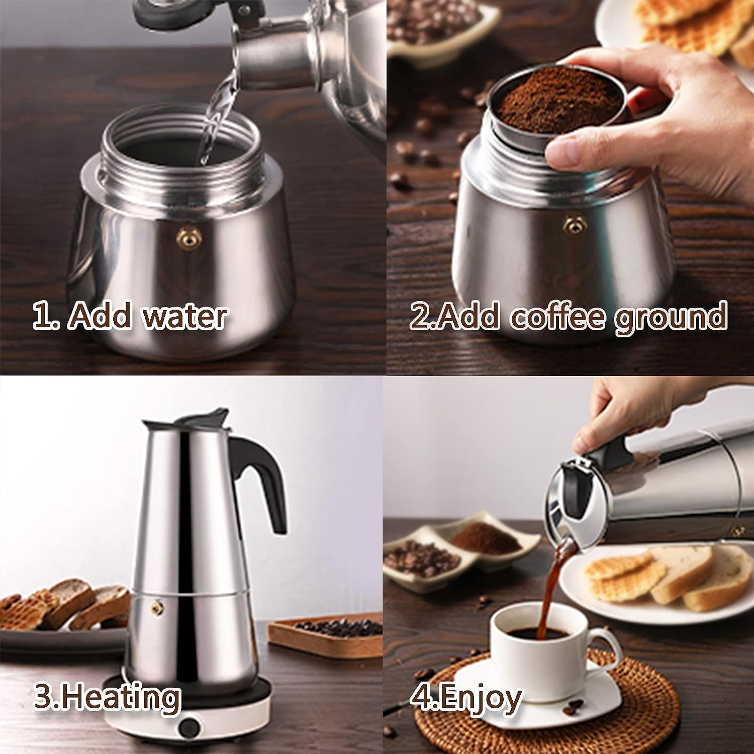4/6/9 tazas Moka Pot Caffe Taz - Quality Coffee Equipment reseña y precio